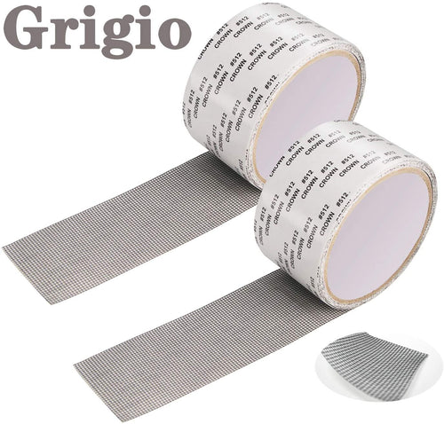 2 PCS Nastro per Riparare Zanzariere Nastro Adesivo in Fibra di Vetro per Finestre Insetto, 5cm x 200cm (Grigio)