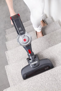 Hoover FD22G Scopa Ricaricabile 2 in 1 Freedom, senza sacchetto, Autonomia fino a 25 minuti, Serbatoio da 0.7 litri, 76 dB, Grigio Perlato