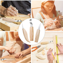 Carica l&#39;immagine nel visualizzatore di Gallery, EXTSUD Kit Strumenti Scalpelli per Legno 5 in 1 Coltelli Intaglio Legno in Acciaio Inox Attrezzi Incisione Set Utensili per Lavorare Legno Artigianato con 3 Coltelli Cera d&#39;Olio Affilacoltelli