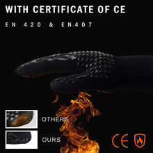 Carica l'immagine nel visualizzatore di Gallery, Guanti da Barbecue,Guanti da Forno,Guanti da Cucina con Resistenza al Calore Fino a 800 °C con Fodera in Cotone e Lungo Polsino per Cucina,Forno a microonde,Camino e carbonella (Nero)