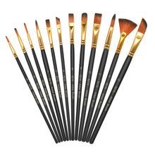 Carica l&#39;immagine nel visualizzatore di Gallery, 12 Pennelli per Dipingere,Set Pennelli Pittura in Nylon Art,Pennello Fine Pittura Penne a Punta Liscia,Corpo Penna in Legno Adatto per Vernici Acriliche, Acquerelli, Oli e Guachi