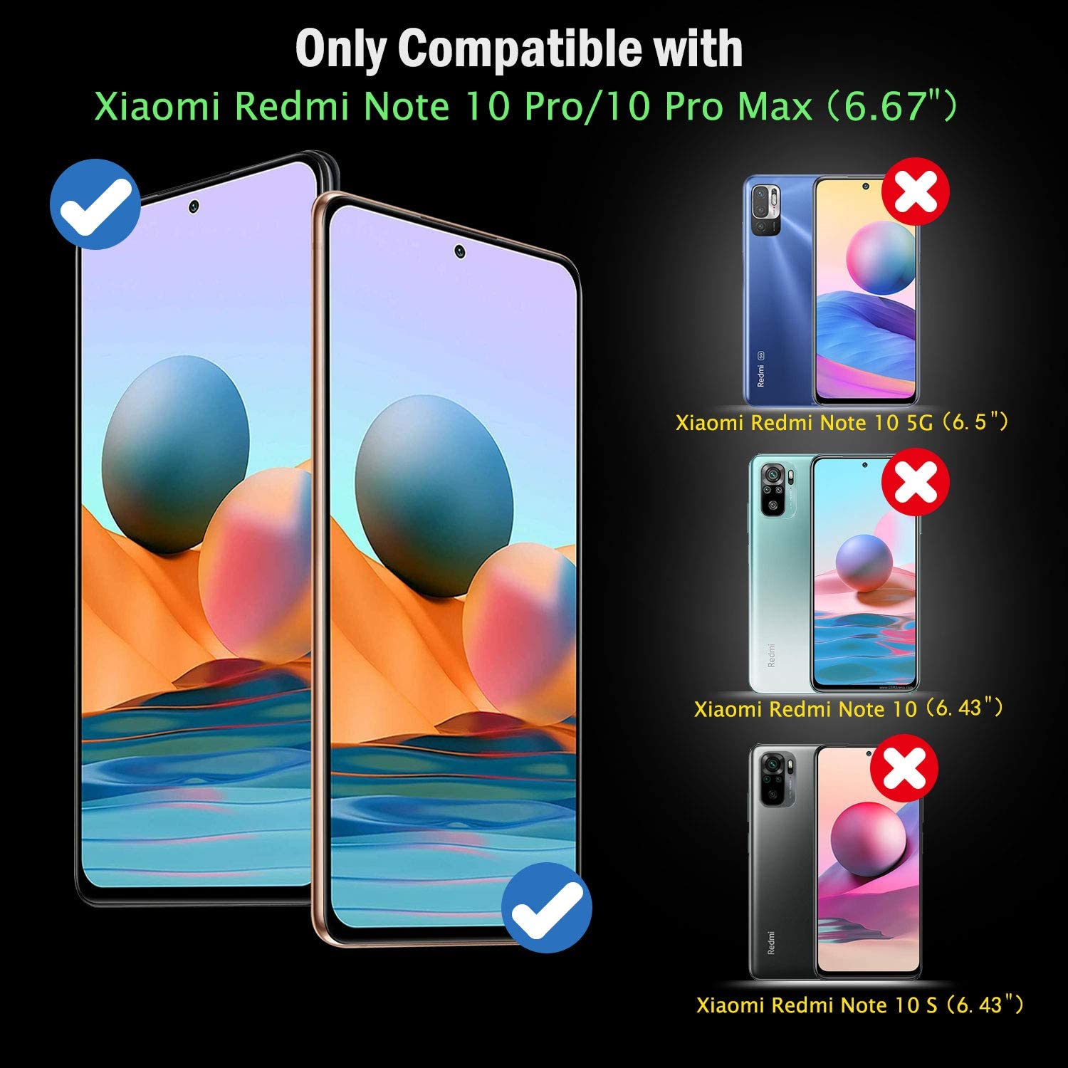 Pellicola In Vetro Temperato Per Xiaomi Redmi Note 10 Pro/Pro Max – 3 Schermi + 3 Fotocamera, 9H E Anti-Graffio