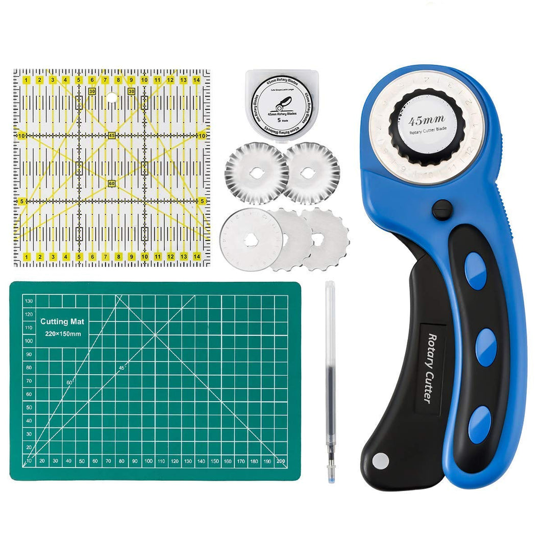 Cozywind Taglierino Rotante Cutter rotativo con Lama da 45 mm 5 Lame Blu - Ilgrandebazar
