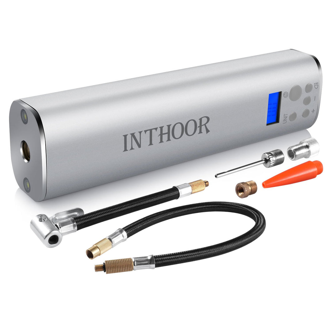 InThoor Compressore Portatile per Auto Mini Pompa Aria 130PSI Argento - Ilgrandebazar