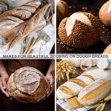 Carica l'immagine nel visualizzatore di Gallery, Toulifly Bread Lame,Taglierina per Pane,Coltello da Panettiere,Coltello per Impasto,Coltello per Pane con 5 Lame Sostituibili,Coltello Curvo per Arco in Acciaio Inossidabile
