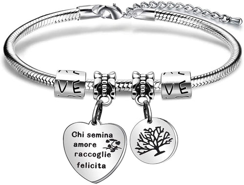Angelra Bracciale da Donna con Ciondolo In Acciaio,