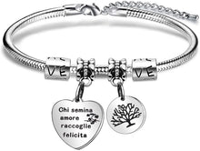 Carica l&#39;immagine nel visualizzatore di Gallery, Angelra Bracciale da Donna con Ciondolo In Acciaio,&quot;Chi Semina Amore Raccoglie la Felicita&quot; Misura regolabile Incisione Argento Braccialetto (Style 2)