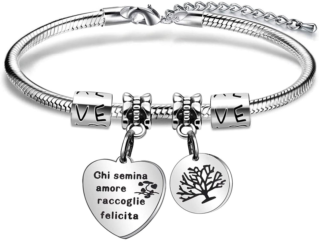 Angelra Bracciale da Donna con Ciondolo In Acciaio,