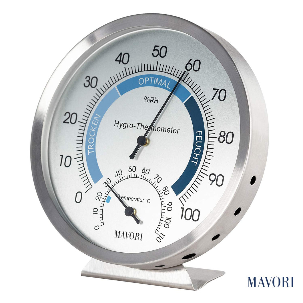 MAVORI® Analogo del termo-igrometro - Misuratore di umidità in acciaio... - Ilgrandebazar
