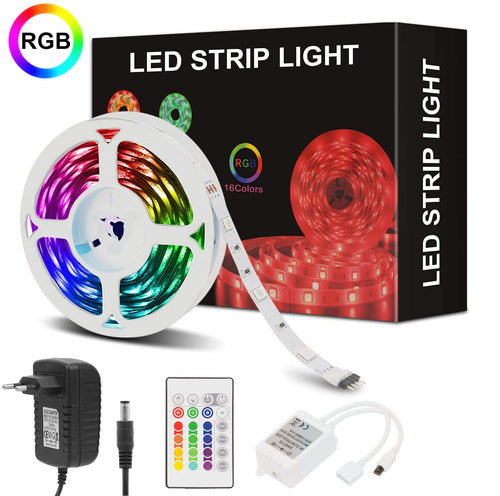 Strisce LED,Azhien Striscia LED 5m RGB con Telecomando,5050 LED Strisce LED Luminose con 16 Cambi di Colore,4 Modalita per la Casa,Camera da Letto,TV,Decorazioni per Mobili,Feste,12V