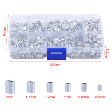 Carica l&#39;immagine nel visualizzatore di Gallery, HSEAMALL - Set di 550 manicotti per corda metallica, 6 misure M0.5-M2, in...
