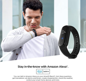Amazfit Band 5 Smartwatch Tracker Fitness Orologio Sport Smartband con Alexa Integrato Impermeabile 5 ATM di 15 Giorni, Contapassi, Monitoraggio Frequenza Cardiaca del Sonno e della Salute Normal Nero