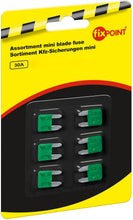 Carica l'immagine nel visualizzatore di Gallery, Fixpoint 20393 Fusibili per l’auto assortimento mini; 6 pz. - 30 A; 16 7 x 11 2 x 3 81 mm