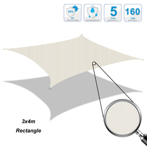 Cool Area Tenda a Vela Impermeabile Rettangolare 3 x 4 Metri 3x4m, Crema - Ilgrandebazar