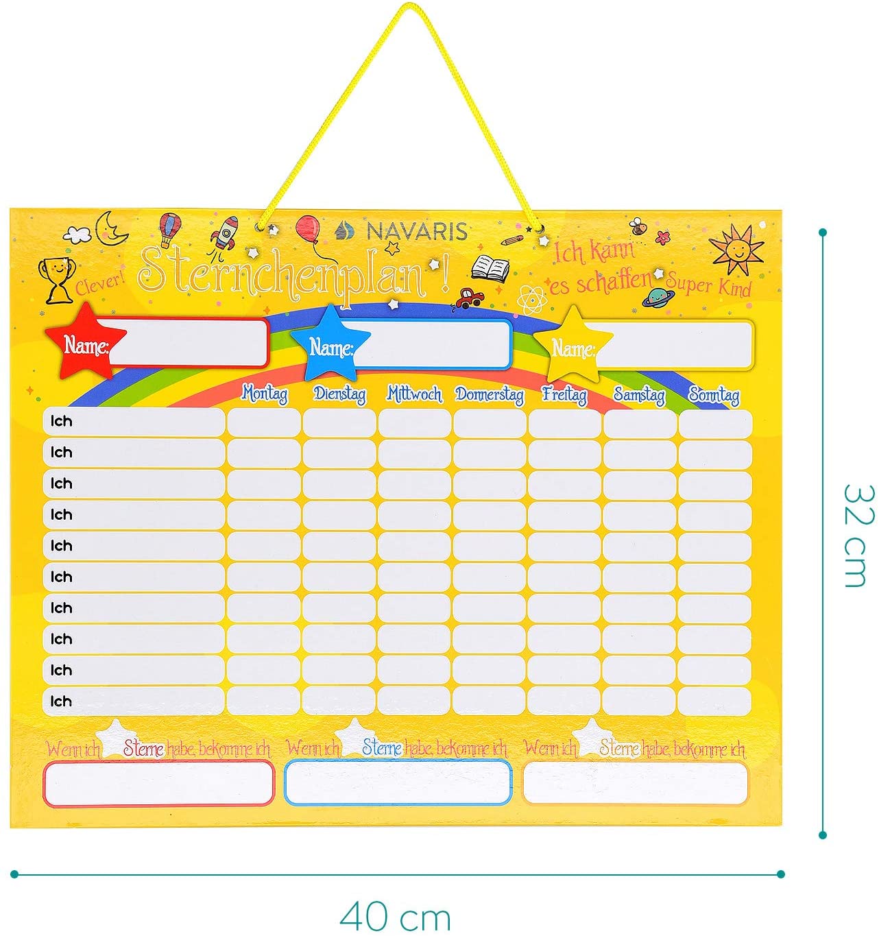 Navaris Tabellone delle Ricompense Bambini - Tabella Magnetica 40x32cm da  Appendere 250x Stelline 1x Pennarello - Calendario premiabimbi - Spagnolo -  Giochi e Prodotti per l'Età Evolutiva