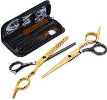 Carica l'immagine nel visualizzatore di Gallery, Serda-Run Forbici Parrucchiere Professionali Kit, Forbici Per Sfoltire I Capelli, Forbici Barba/ Testurizzare Set Di Forbici Per Parrucchieri Professionali Per La Casa (Nero-Oro)
