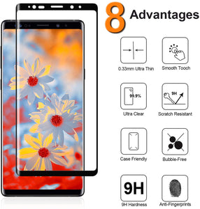 Vetro Temperato per Samsung Galaxy Note 9,【2 pezzi】Pellicola Protettiva Durezza 9H, Resistente ai Graffi, Tocco Sensibile, Vetro Protezione Proteggi Schermo per Samsung Note 9 Schermo in Vetro