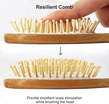 Carica l'immagine nel visualizzatore di Gallery, FREATECH Spazzola Capelli in Legno con Cuscino d'aria in Gomma per Districare Capelli e Massaggio Cuoio Capelluto, Antistatico e Liscio Crespo, Pettine Multiuso Denti Larghi in Fibra di Carbonio