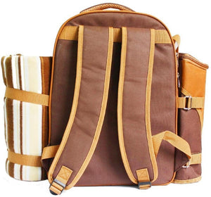 Apollowalker, zaino da picnic, borsa termica con posate, coperta e altri accessori, per 4 persone