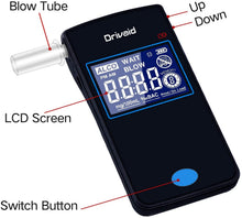 Carica l'immagine nel visualizzatore di Gallery, Drivaid Etilometro Portatile Digitale, Professionale Ricaricabile Alcool Test Con Schermo LED Display, Sensore Semiconduttore, 24 Boccagli