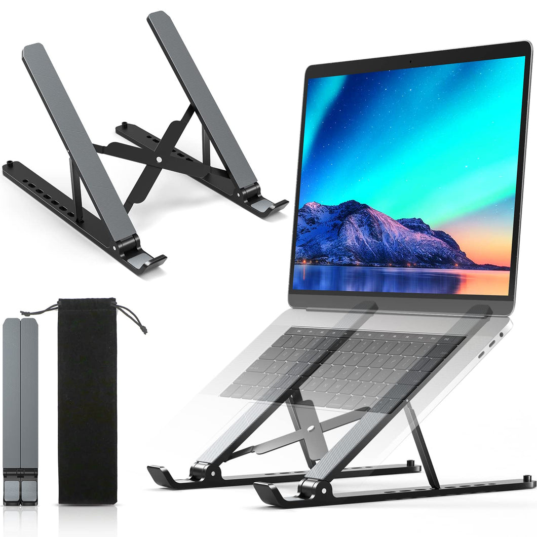 APMIEK Supporto PC Portatile 8 Livelli Regolabile, Laptop Stand Pieghevole Plastica+Alluminio Rialzo PC Portatile Stabile Ventilato Supporto Notebook per MacBook Air/Pro,Dell,HP, 10-15.6 Pollici