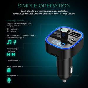 ORIA Trasmettitore Bluetooth per Auto, A 4.2, Black + Blue