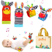 Carica l'immagine nel visualizzatore di Gallery, Baby Rattle Neonato Sonagli Calzini da Polso a Sonaglio per Bambini, Simpatici Animaletti Developmental Soft Toys Bambole per Neonati Neonato, 4 PACK