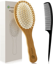 Carica l'immagine nel visualizzatore di Gallery, FREATECH Spazzola Capelli in Legno con Cuscino d'aria in Gomma per Districare Capelli e Massaggio Cuoio Capelluto, Antistatico e Liscio Crespo, Pettine Multiuso Denti Larghi in Fibra di Carbonio