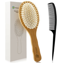 Carica l'immagine nel visualizzatore di Gallery, FREATECH Spazzola Capelli in Legno con Cuscino d'aria in Gomma per Districare Capelli e Massaggio Cuoio Capelluto, Antistatico e Liscio Crespo, Pettine Multiuso Denti Larghi in Fibra di Carbonio