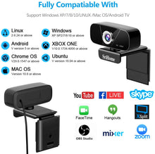 Carica l'immagine nel visualizzatore di Gallery, Lemnoi Webcam FHD 1080p,USB Webcam per PC,Webcam con Microfono Incorporato con Riduzione del Rumore,Supporto per Videoconferenza Widescreen,Registrazione,Apprendimento,Giochi,ECC