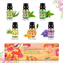 Carica l&#39;immagine nel visualizzatore di Gallery, Olio Essenziale Puri Naturali - ISUDA Oli Essenziali Set 100% per Diffusori Ultrasuoni Aromatherapie 6 Sapori Lavanda, Tea Tree, Eucalipto, Limone, Arancia Dolce, Menta Piperita