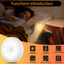 Carica l'immagine nel visualizzatore di Gallery, daphomeu 6 Pezzi 8 LED Luce Notturna LED Ricaricabile USB, Luce a induzione Interna, Luce Notturna Sensore Movimento, per Armadietto, Scale, Cucina, Corridoi, Camera