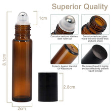 Carica l&#39;immagine nel visualizzatore di Gallery, Alledomain, 8 flaconi roll-on per oli essenziali da 10 ml 10 ml, Ambra - Ilgrandebazar