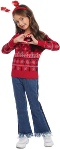 Aibrou Unisex Maglione a Maniera Lunga per Natale, Maglia con Modello di Renna Neve, Maglioni Famiglia Coordinati per papà Mamma Bambini