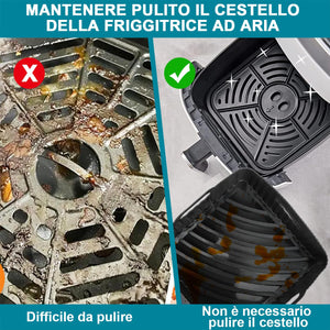 21CM Accessori Friggitrice ad Aria in Silicone, 2PCS Quadrata Teglie Cestino per Friggitrice ad Aria per COSORI 5,5L 4,7L, Riutilizzabile Invece di Carta Forno
