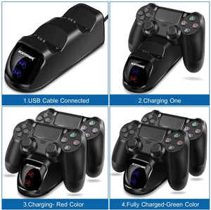 Ricarica Controller PS4,ECHTPower PS4 Docking Station e Indicatore di LED Base di Ricarica Controller Doppia Stazione di Ricarica per Sony Playstation4 Controller Wireless/Slim/Pro