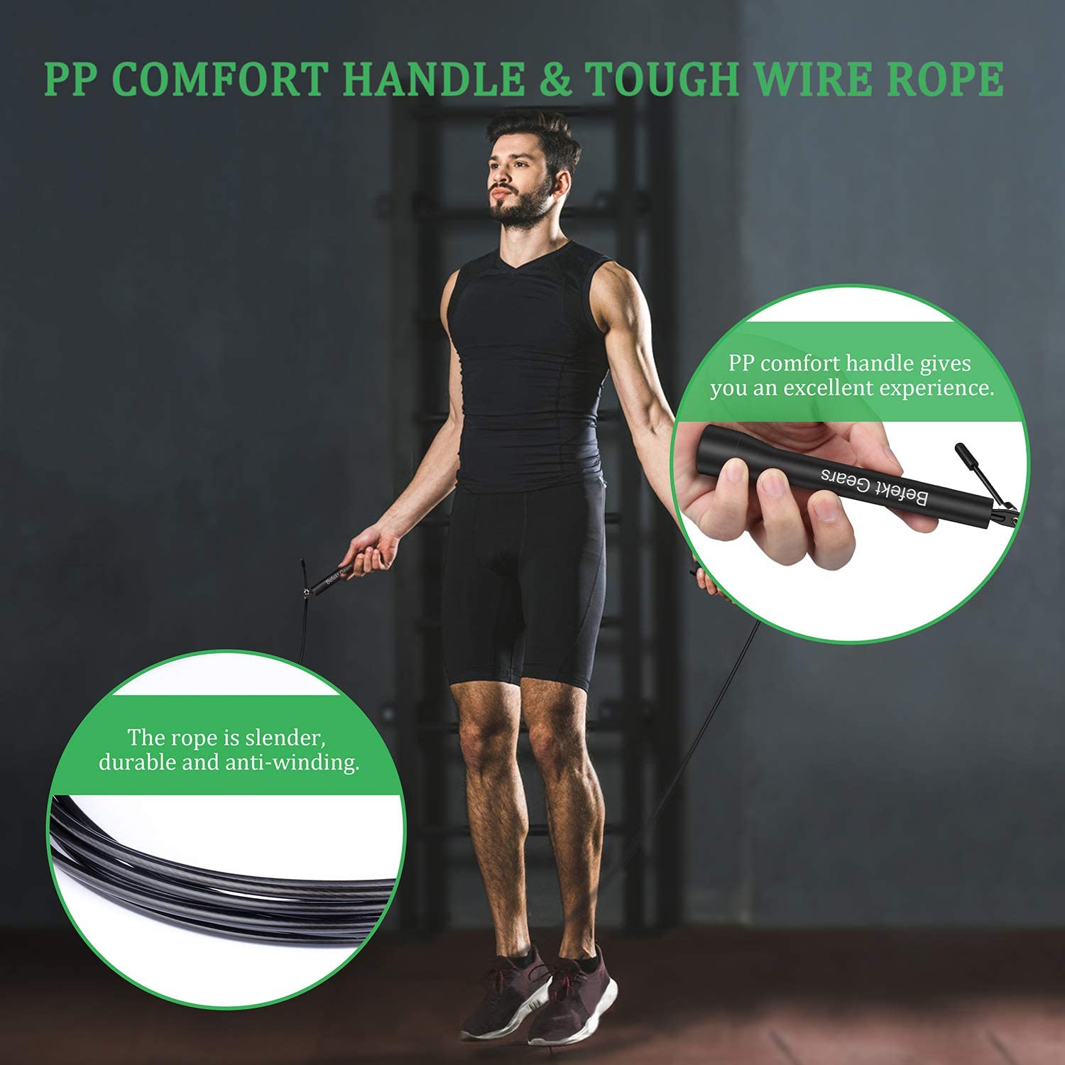 Autuwt - Corda Per Saltare In Pelle, 3 M, Regolabile, Con Cuscinetto A Sfera A 360