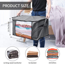 Carica l'immagine nel visualizzatore di Gallery, king do way 4PCS Custodia per Trapunte e Coperte, Porta Abiti Grande capacità con Manico Rinforzato, Organizzatore Pieghevole Traspirante con Cerniera in Acciaio Inossidabile 60x43x35 cm(Grigio)