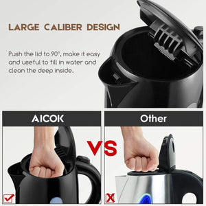 Aicok Bollitore Elettrico, Acqua con Capacità di 1.7 L, Nero - Ilgrandebazar