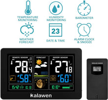 Carica l&#39;immagine nel visualizzatore di Gallery, Kalawen Stazione Meteo Automatica Digitale Wireless Nero - Ilgrandebazar