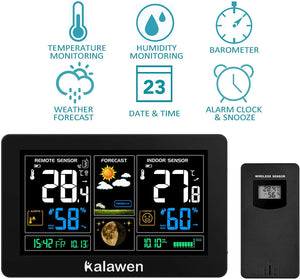 Kalawen Stazione Meteo Automatica Digitale Wireless Nero - Ilgrandebazar