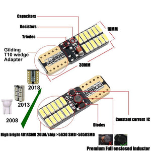 Fastcar 10pcs 194 W5W T10 led canbus no error cuneo lampadine 24 T10, Bianca - Ilgrandebazar