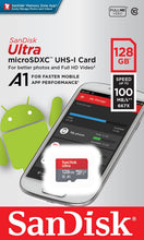 Carica l'immagine nel visualizzatore di Gallery, SanDisk Ultra Scheda di Memoria MicroSDXC da 128 GB e Adattatore, con A1 App Performance, Velocità fino a 100 MB/sec, Classe 10, U1 (Nuova versione)