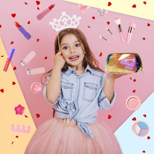 ARANEE 21PCS Set da trucco per bambini per bambina, kit giocattolo trucco lavabile con borsa cosmetica glitter
