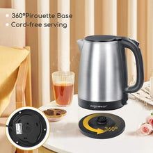 Carica l'immagine nel visualizzatore di Gallery, Aigostar Milo - Bollitore Acqua Elettrico 2200W, Capacità 1,7L, Bollitori In Acciaio Inox spazzolato, Senza BPA con Spegnimento Automatico e Protezione da Bollitura a Secco, Filtro Anticalcare, Nero