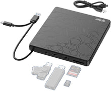 Carica l&#39;immagine nel visualizzatore di Gallery, Lettore CD Esterno per PC Portatile Masterizzatore CD DVD Esterno- Apiker Unità CD/Dvd Esterna USB 3.0 e Type-C,  con Slot SD e TF e Doppia Porta U Marca: apiker