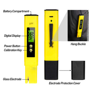 Mture PH Tester Misuratore Digitale, Alta Precisione con LCD Giallo - Ilgrandebazar