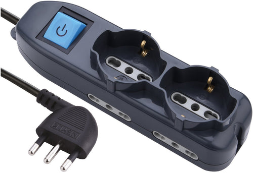 Electraline 62000 Multipresa 6 posti 2 schuko + 4 bivalenti Cavo 1,5 mt, Nero - Ilgrandebazar