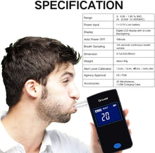 Carica l'immagine nel visualizzatore di Gallery, Drivaid Etilometro Portatile Digitale, Professionale Ricaricabile Alcool Test Con Schermo LED Display, Sensore Semiconduttore, 24 Boccagli