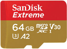 Carica l'immagine nel visualizzatore di Gallery, SanDisk Extreme Scheda di Memoria Microsdxc da 64 GB e Adattatore SD con App Performance A2 e Rescue Pro Deluxe, Fino a 160 MB/Sec, Classe 10, Uhs-I, U3, V30